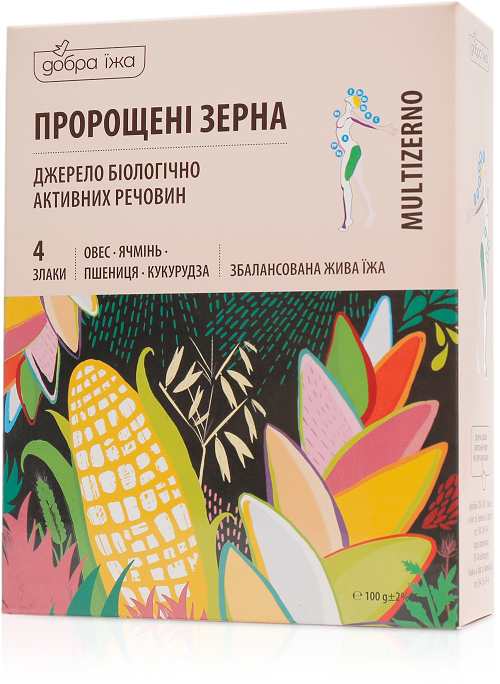 Пророщені зерна вівса, ячменю, пшениці, кукурудзи в стіках 100 г (10 стіків по 10 г)